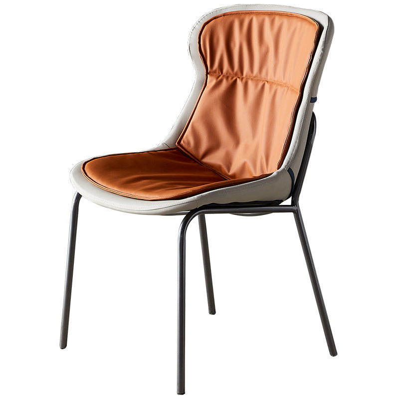 Industrial Style Home Side Chair Set Leather Dining Chair with Metal Legs