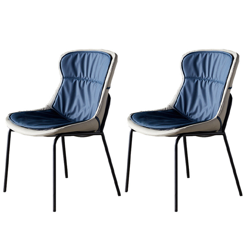 Industrial Style Home Side Chair Set Leather Dining Chair with Metal Legs