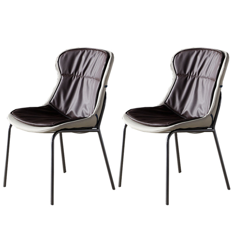 Industrial Style Home Side Chair Set Leather Dining Chair with Metal Legs
