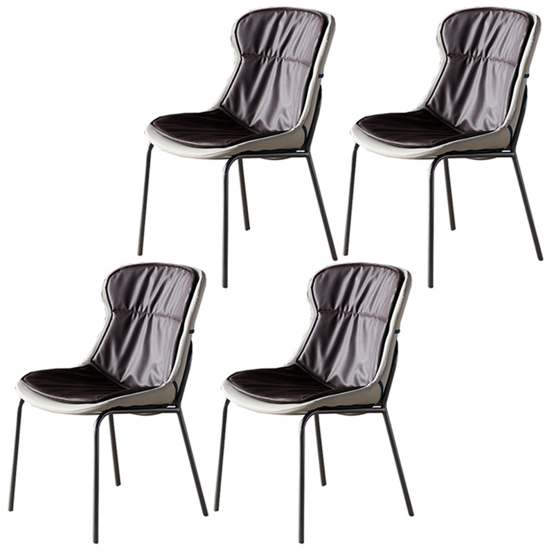 Industrial Style Home Side Chair Set Leather Dining Chair with Metal Legs