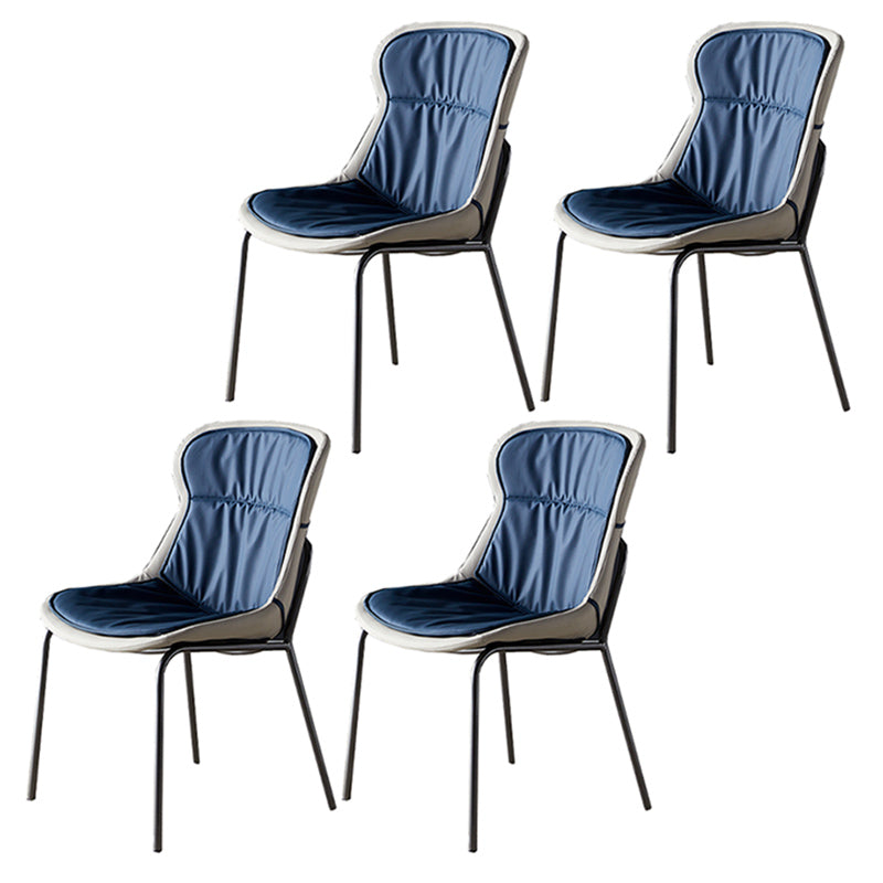 Industrial Style Home Side Chair Set Leather Dining Chair with Metal Legs