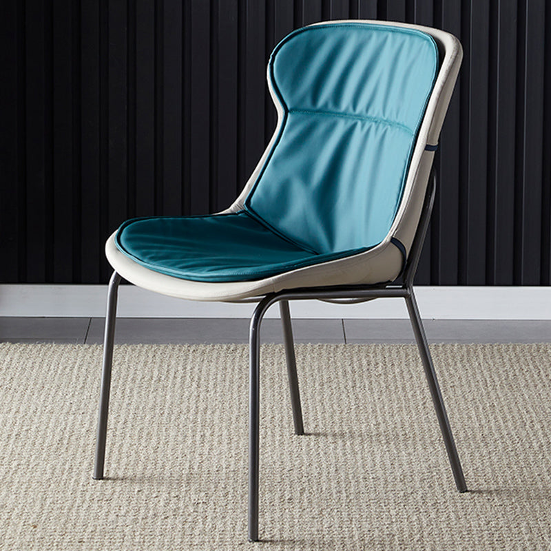 Industrial Style Home Side Chair Set Leather Dining Chair with Metal Legs