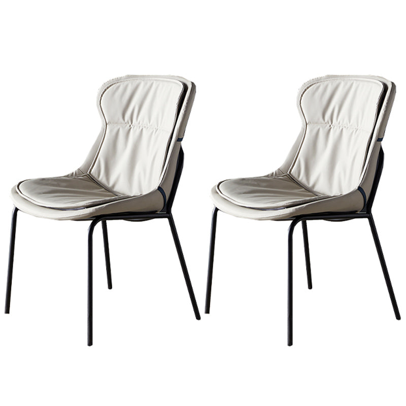 Industrial Style Home Side Chair Set Leather Dining Chair with Metal Legs