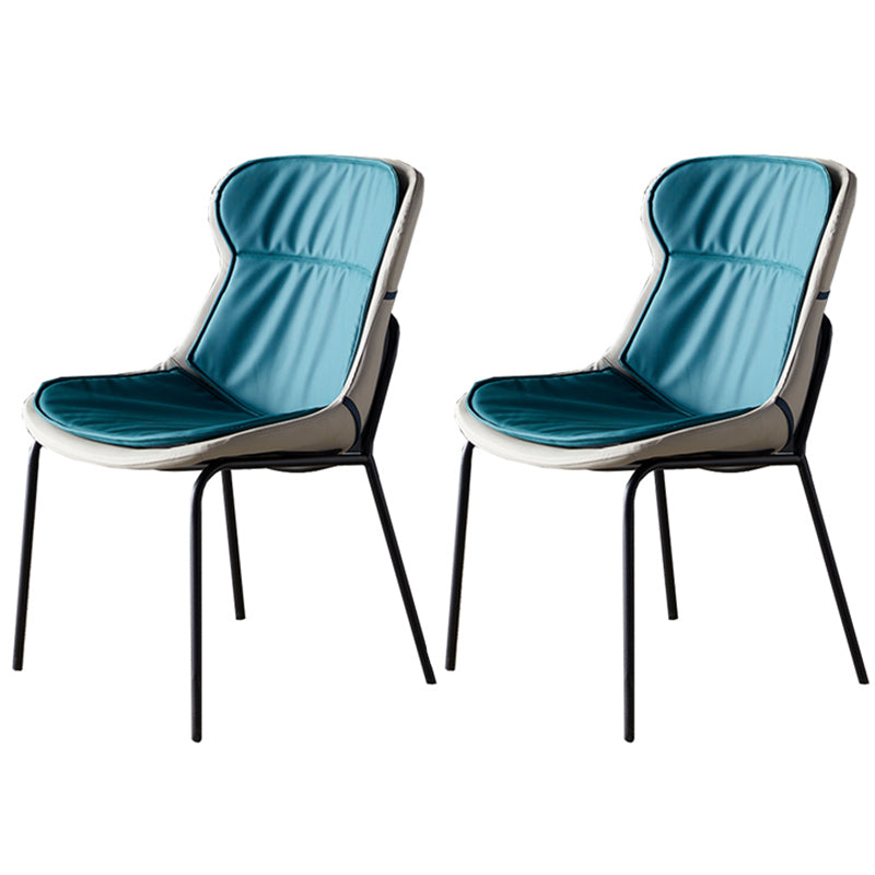 Industrial Style Home Side Chair Set Leather Dining Chair with Metal Legs