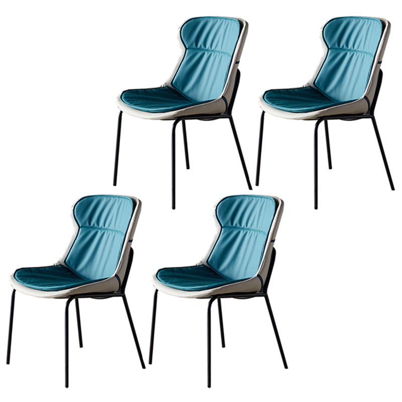 Industrial Style Home Side Chair Set Leather Dining Chair with Metal Legs
