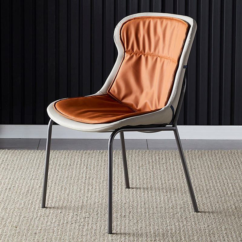 Industrial Style Home Side Chair Set Leather Dining Chair with Metal Legs