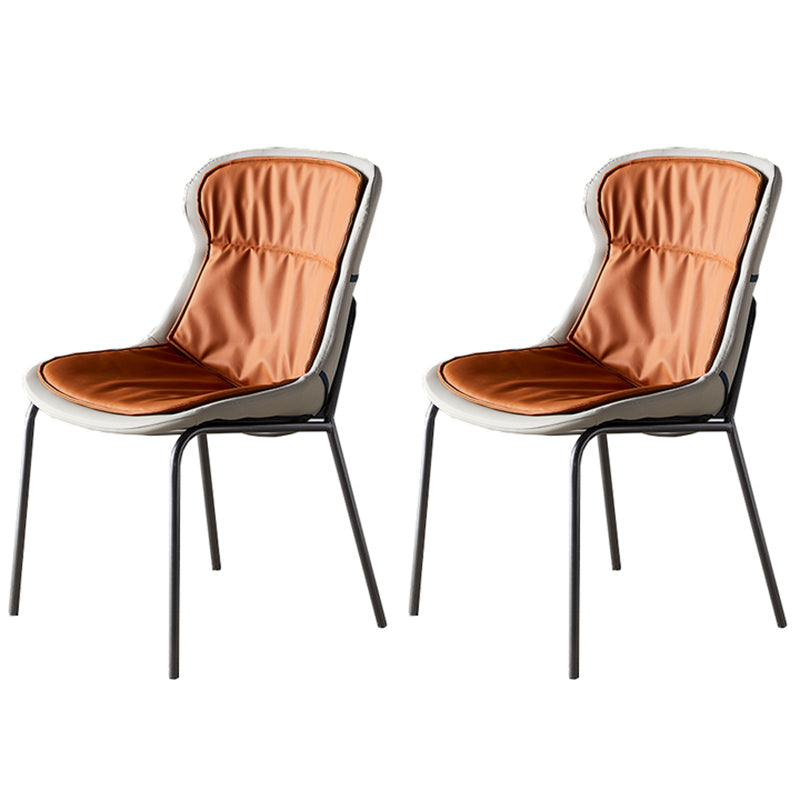 Industrial Style Home Side Chair Set Leather Dining Chair with Metal Legs