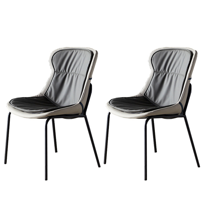 Industrial Style Home Side Chair Set Leather Dining Chair with Metal Legs