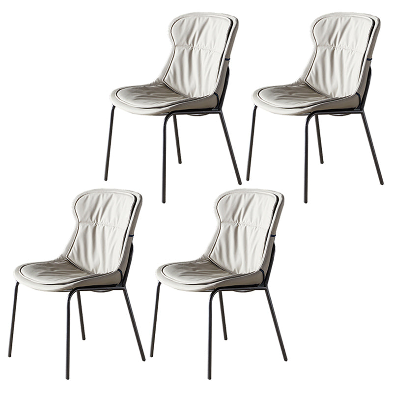 Industrial Style Home Side Chair Set Leather Dining Chair with Metal Legs