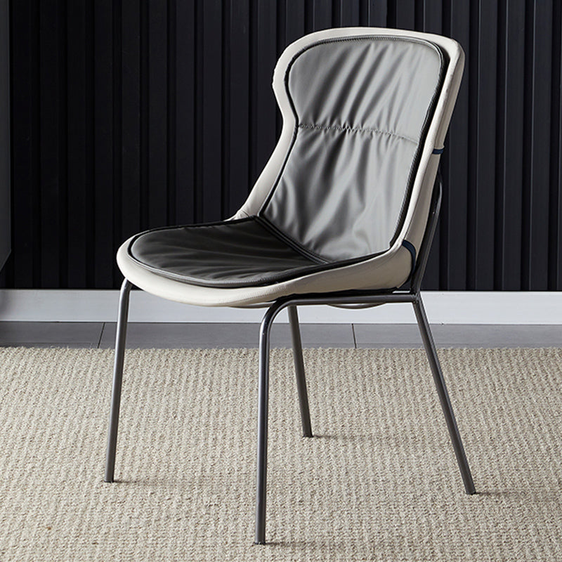Industrial Style Home Side Chair Set Leather Dining Chair with Metal Legs