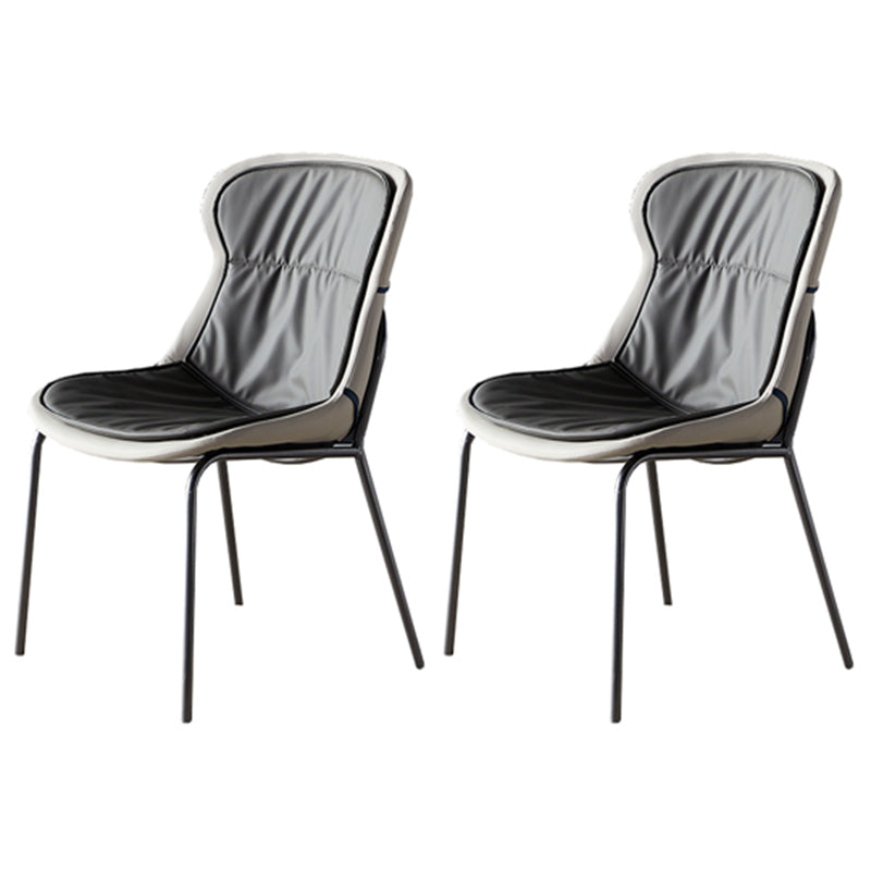 Industrial Style Home Side Chair Set Leather Dining Chair with Metal Legs