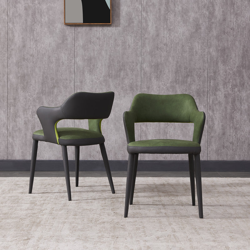 Chaise de salle à manger industrielle en métal, finition métallique, chaise de salle à manger à dossier ouvert