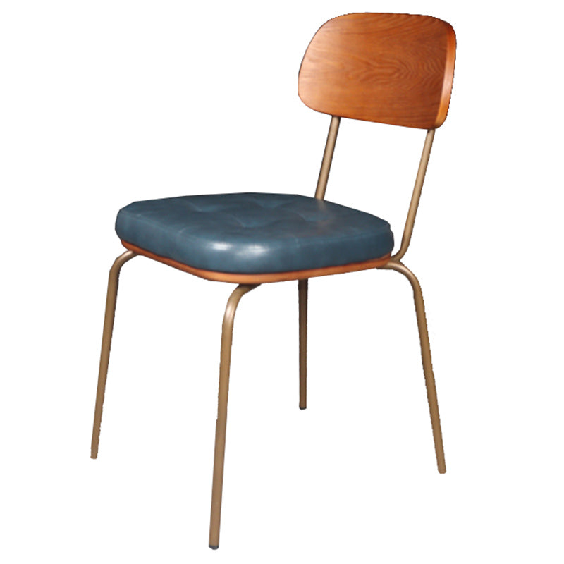 Chaise de salle à manger industrielle avec 4 pieds en métal, chaise latérale à dossier ouvert pour un usage domestique
