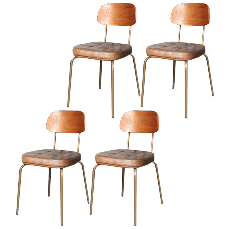 Chaise de salle à manger industrielle avec 4 pieds en métal, chaise latérale à dossier ouvert pour un usage domestique