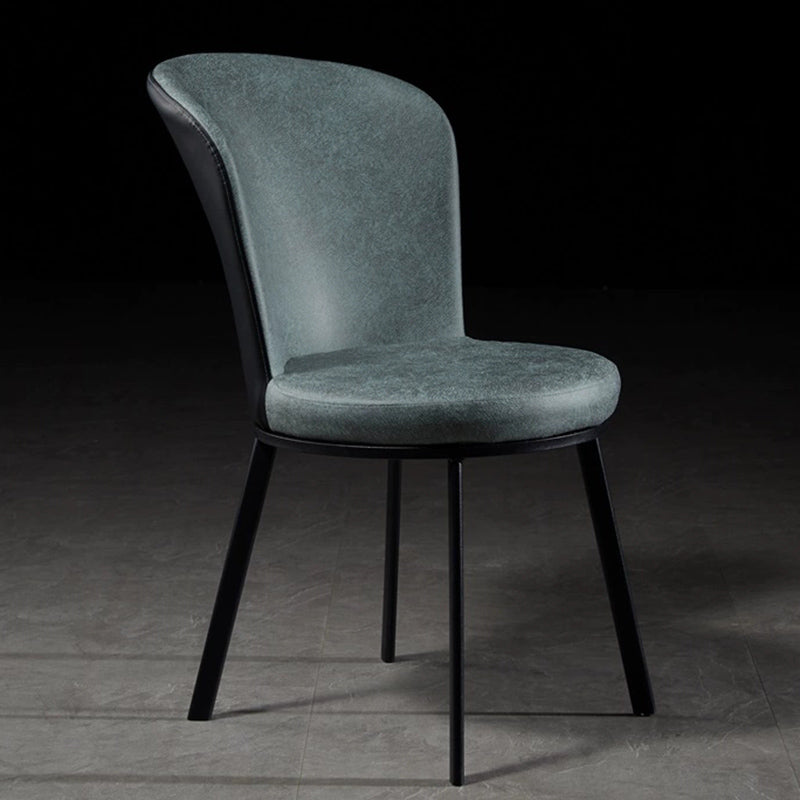 Glam Style Upholstered Armless Side Chair Metal 4 Black Finish Legs Solid Back Chairs