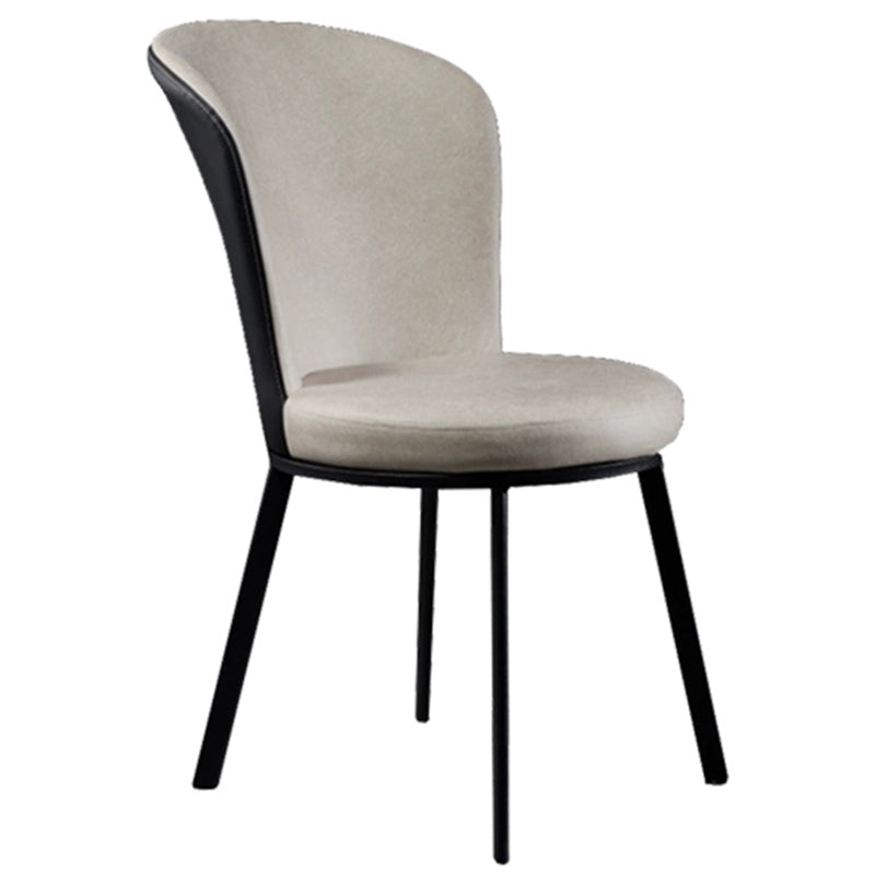 Glam Style Upholstered Armless Side Chair Metal 4 Black Finish Legs Solid Back Chairs