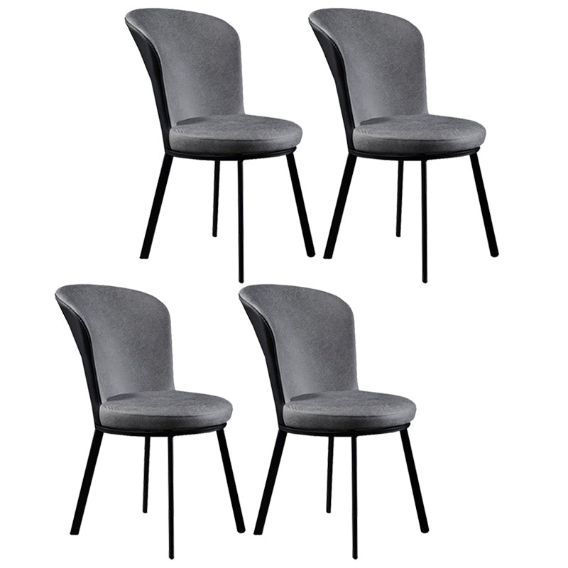 Glam Style Upholstered Armless Side Chair Metal 4 Black Finish Legs Solid Back Chairs