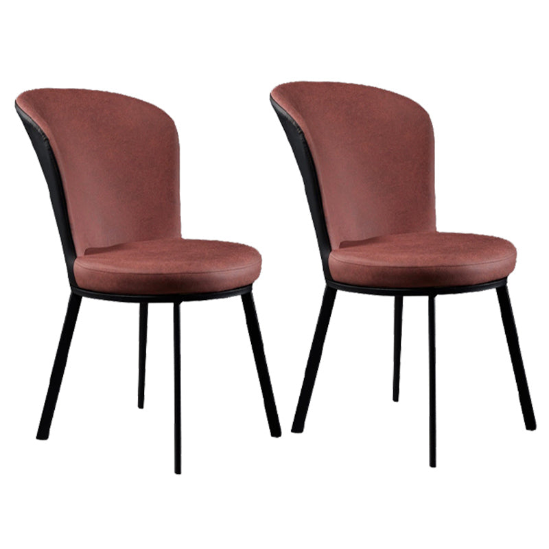 Glam Style Upholstered Armless Side Chair Metal 4 Black Finish Legs Solid Back Chairs