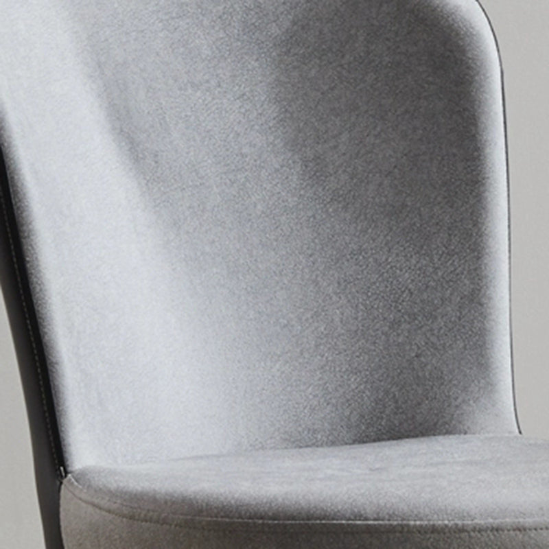 Glam Style Upholstered Armless Side Chair Metal 4 Black Finish Legs Solid Back Chairs