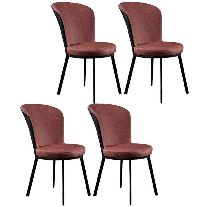 Glam Style Upholstered Armless Side Chair Metal 4 Black Finish Legs Solid Back Chairs
