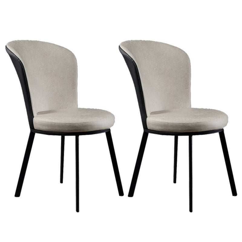 Glam Style Upholstered Armless Side Chair Metal 4 Black Finish Legs Solid Back Chairs