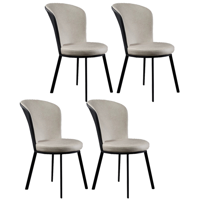 Glam Style Upholstered Armless Side Chair Metal 4 Black Finish Legs Solid Back Chairs