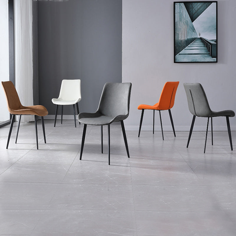 Metal Modern Dining Room Chair Metallic Finish Solid Back Dining Chair