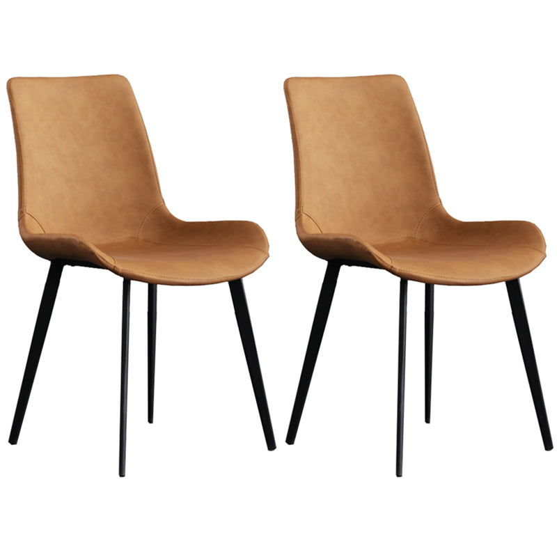 Metal Modern Dining Room Chair Metallic Finish Solid Back Dining Chair