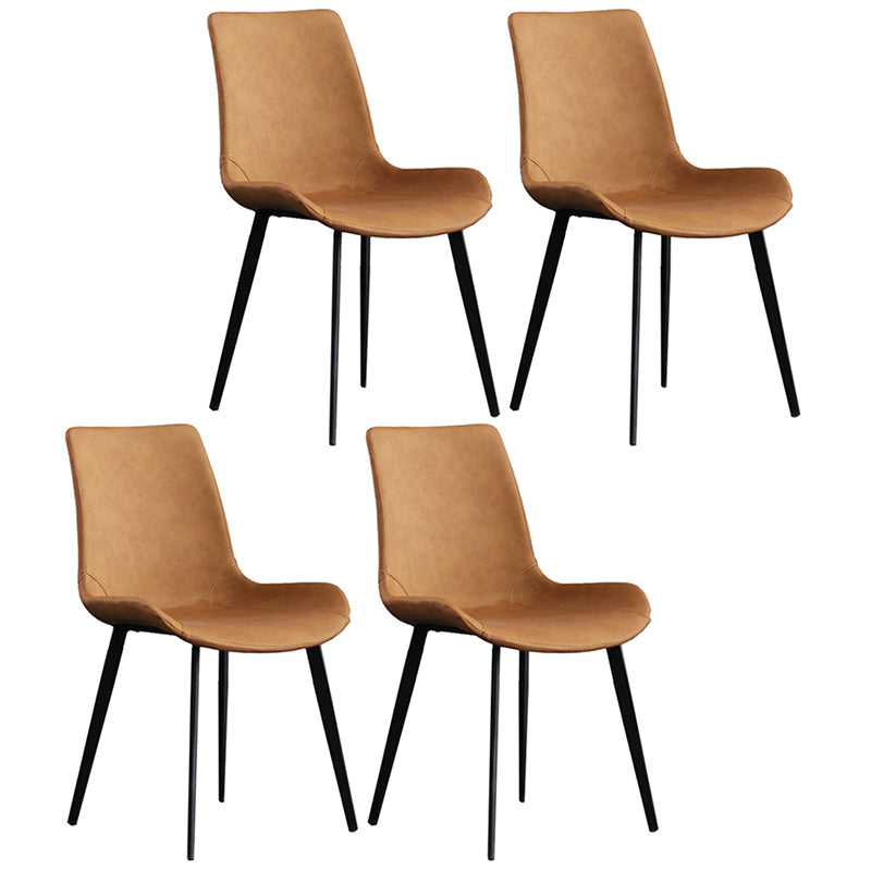Metal Modern Dining Room Chair Metallic Finish Solid Back Dining Chair