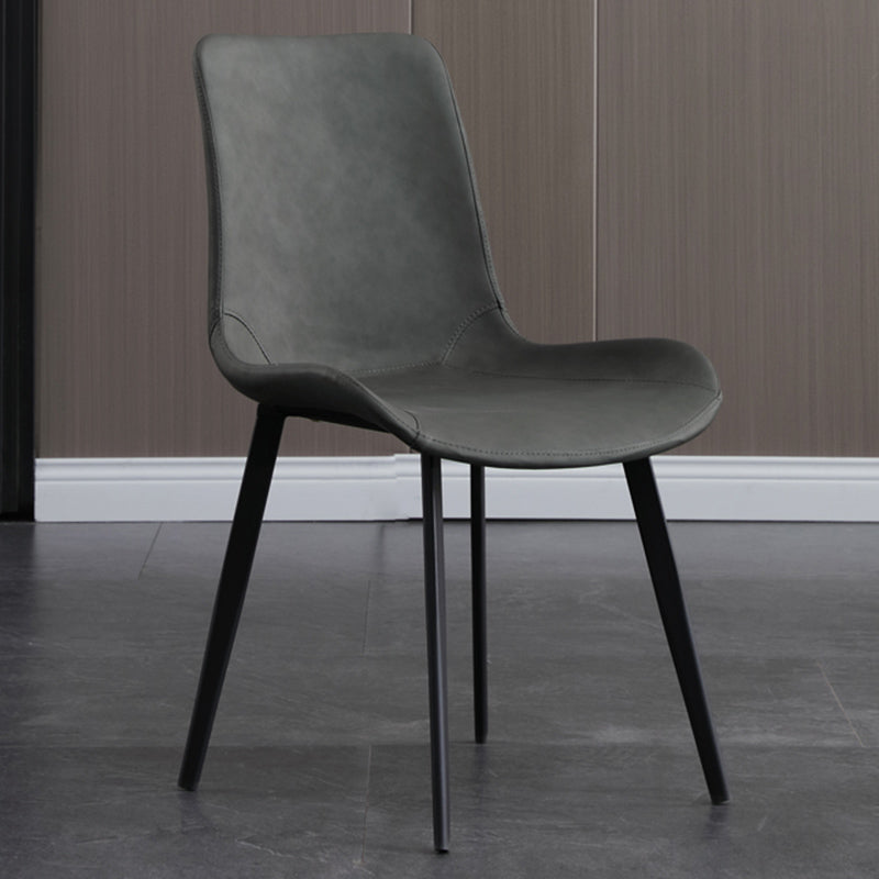Metal Modern Dining Room Chair Metallic Finish Solid Back Dining Chair