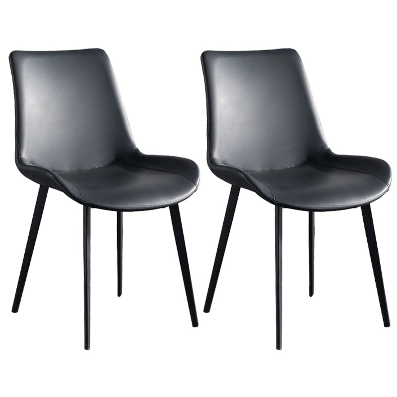 Metal Modern Dining Room Chair Metallic Finish Solid Back Dining Chair