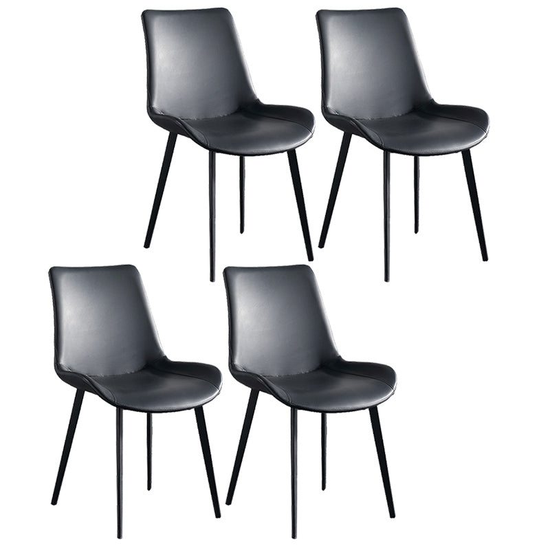 Metal Modern Dining Room Chair Metallic Finish Solid Back Dining Chair