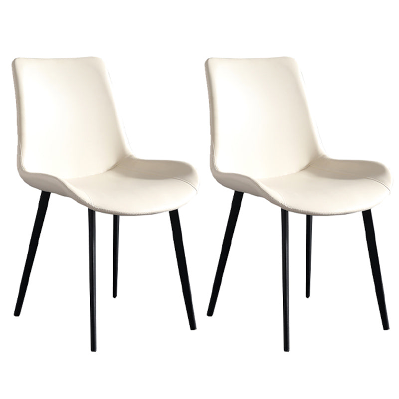 Metal Modern Dining Room Chair Metallic Finish Solid Back Dining Chair