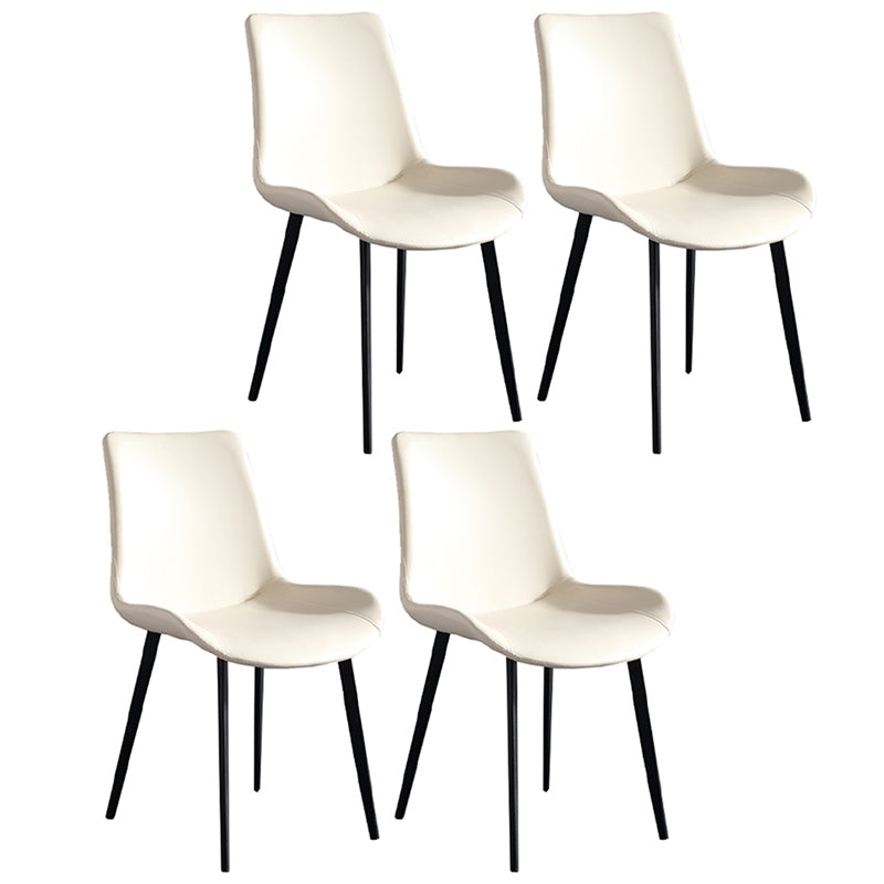 Metal Modern Dining Room Chair Metallic Finish Solid Back Dining Chair