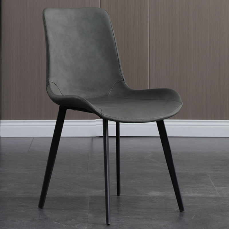 Metal Modern Dining Room Chair Metallic Finish Solid Back Dining Chair