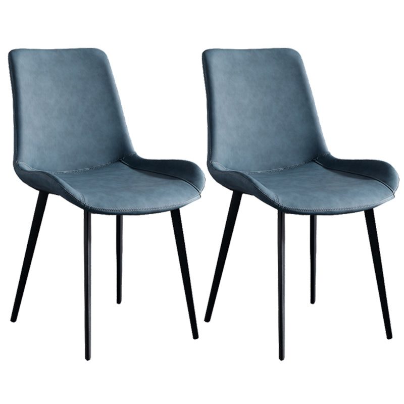 Metal Modern Dining Room Chair Metallic Finish Solid Back Dining Chair