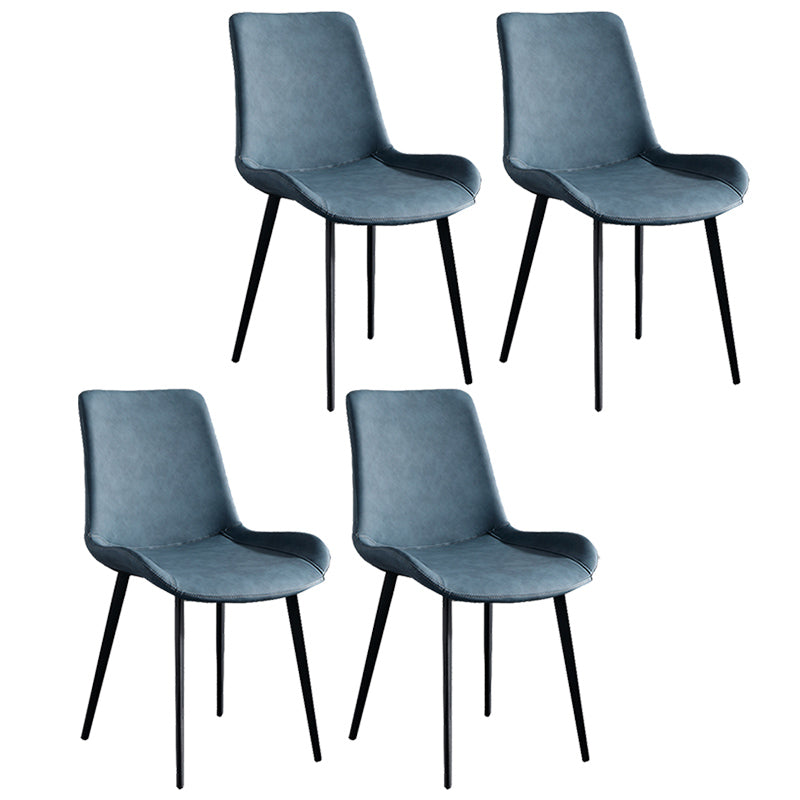 Metal Modern Dining Room Chair Metallic Finish Solid Back Dining Chair