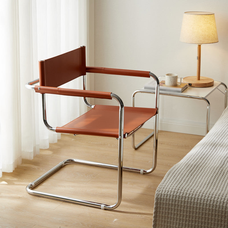 Chaise latérale à bras en porte-à-faux en métal de Style industriel, chaise latérale de salle à manger à dossier ouvert pour la maison
