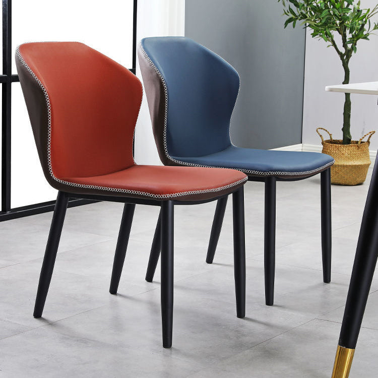 Chaise d'appoint de maison scandinave, chaise d'intérieur à oreilles en métal, sans accoudoirs, pour salle à manger