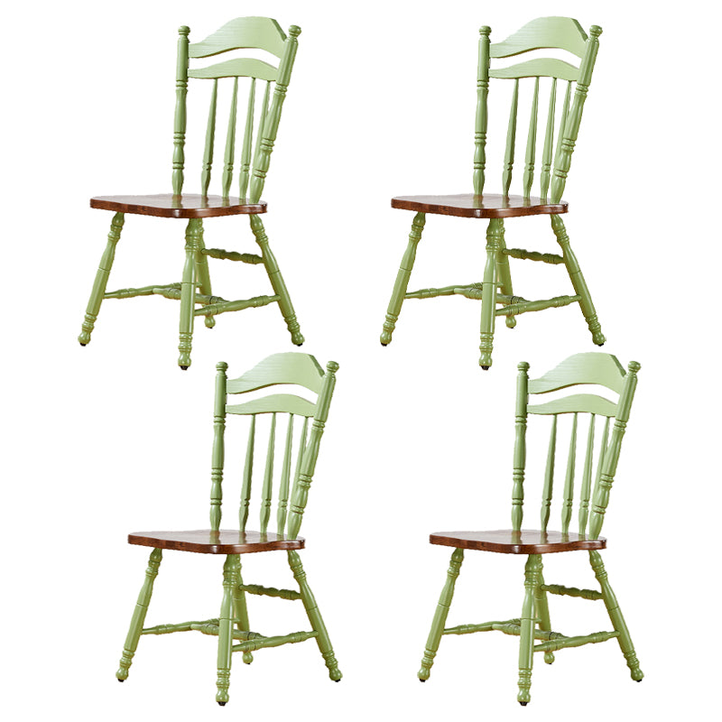 Country Solid Wood Square Dining Chair Slat Back Dining Side Armless Chair