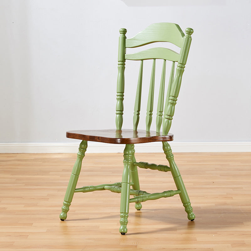 Country Solid Wood Square Dining Chair Slat Back Dining Side Armless Chair