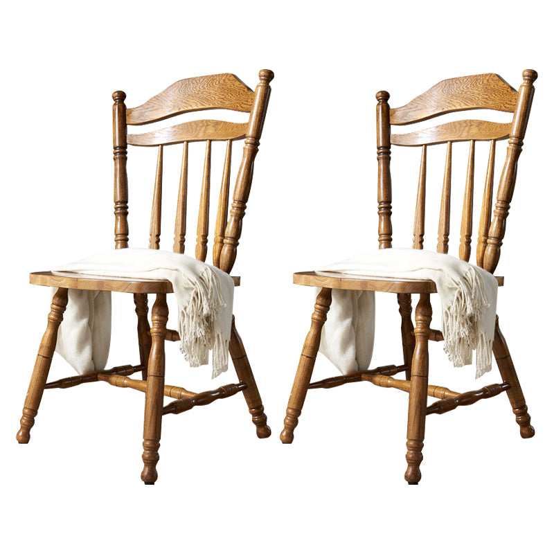 Country Solid Wood Square Dining Chair Slat Back Dining Side Armless Chair