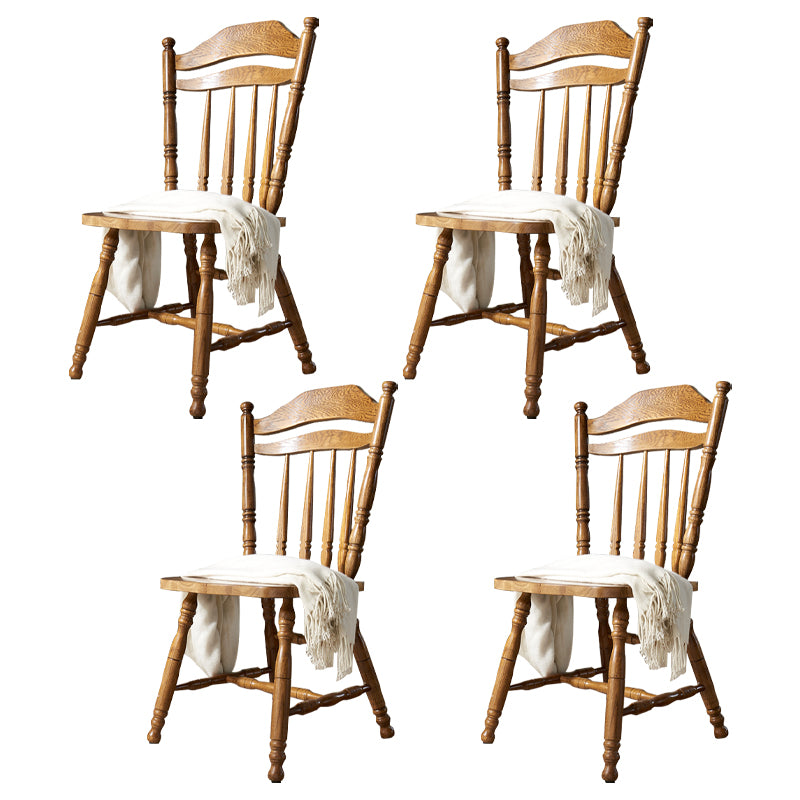Country Solid Wood Square Dining Chair Slat Back Dining Side Armless Chair