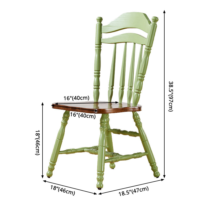 Country Solid Wood Square Dining Chair Slat Back Dining Side Armless Chair