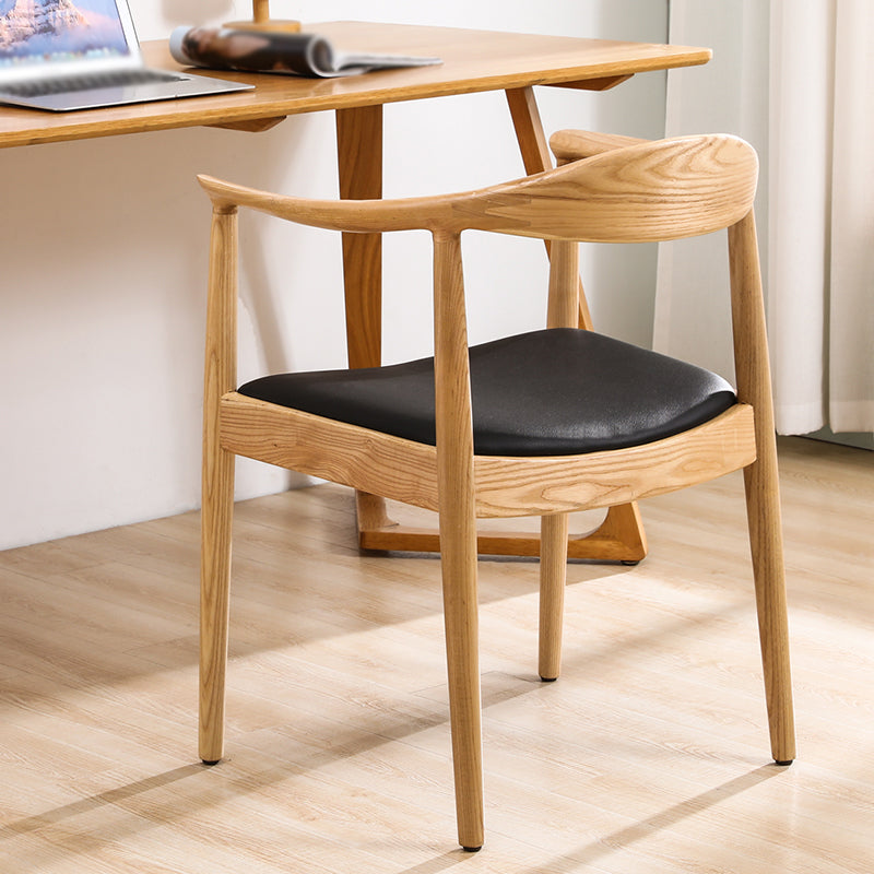 Scandinavian Style Wood Dining Side Chair Home Open Back Dining Side Chair with Arm