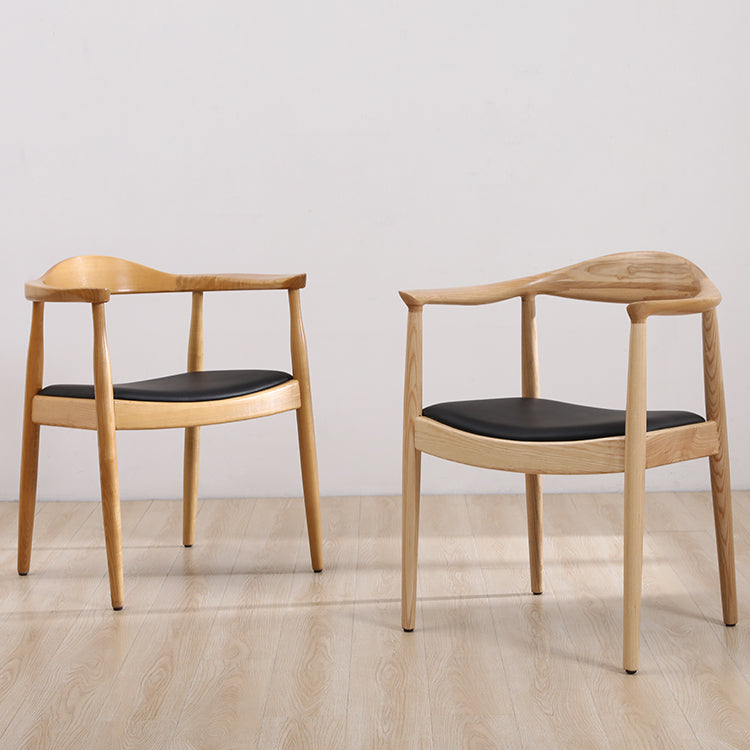 Scandinavian Style Wood Dining Side Chair Home Open Back Dining Side Chair with Arm