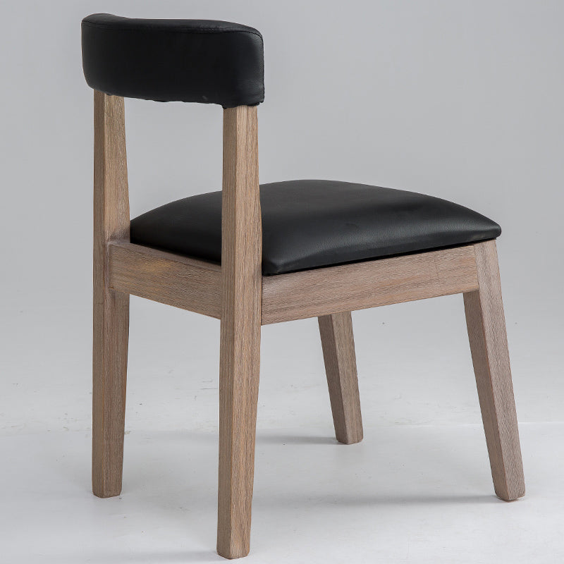 Country Style Solid Wood Dining Room Chair Armless Open Back Dining Side Chair for Home Use
