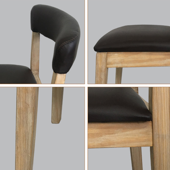 Country Style Solid Wood Dining Room Chair Armless Open Back Dining Side Chair for Home Use