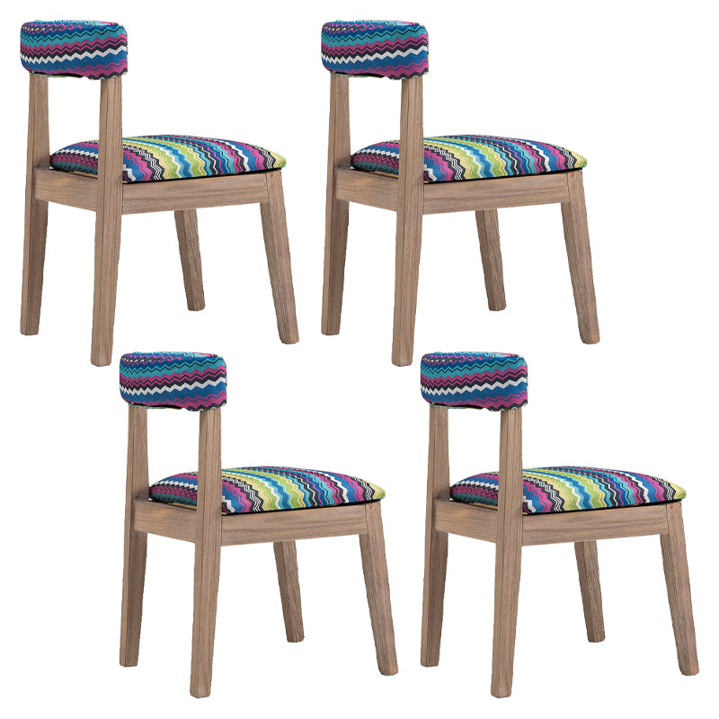 Country Style Solid Wood Dining Room Chair Armless Open Back Dining Side Chair for Home Use