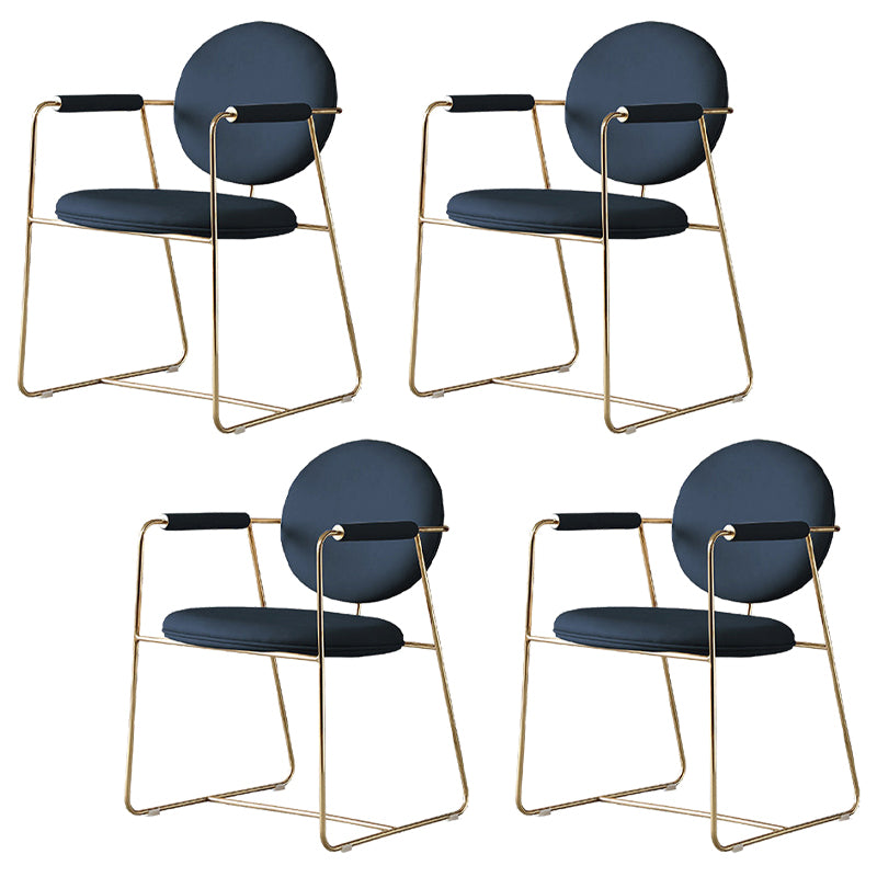 Nordic Cushioned Dining Chair 33"H King Louis Back Side Chair with Metal Base for Restaurant